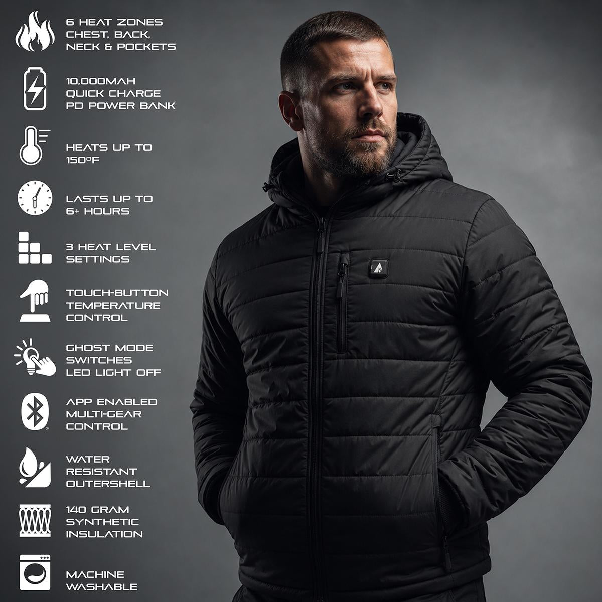 ActionHeat Pro Series+ Bluetooth Men's Puffer Heated Jacket ActionHeat Pro Series+ Bluetooth Men's Puffer Heated Jacket