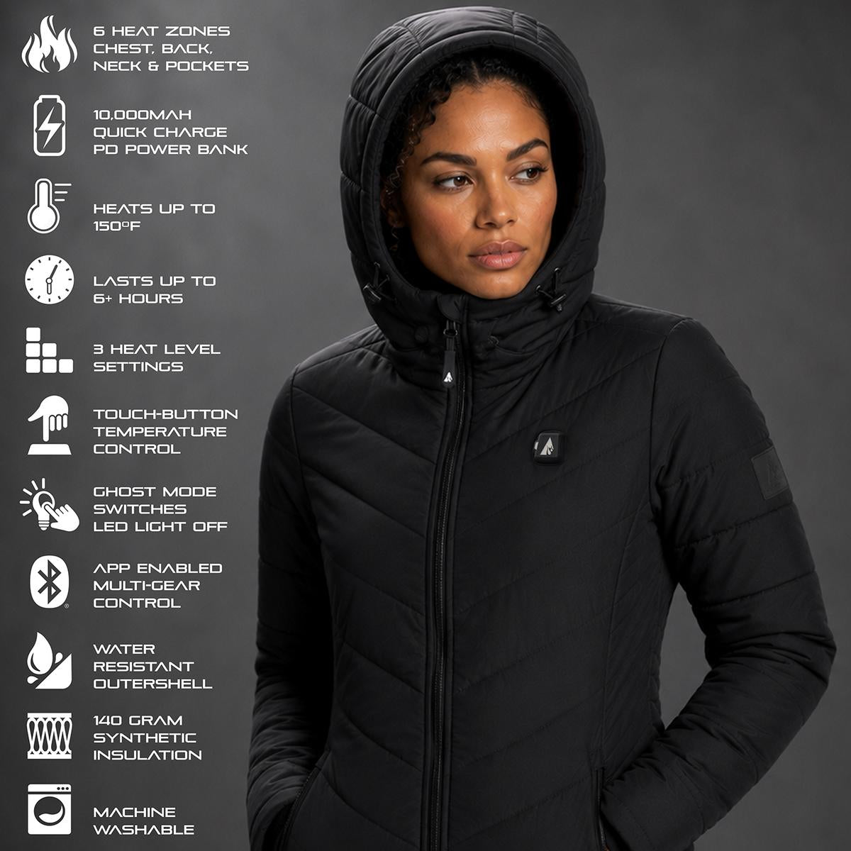ActionHeat Pro Series+ Bluetooth Women's Puffer Heated Jacket ActionHeat Pro Series+ Bluetooth Women's Puffer Heated Jacket