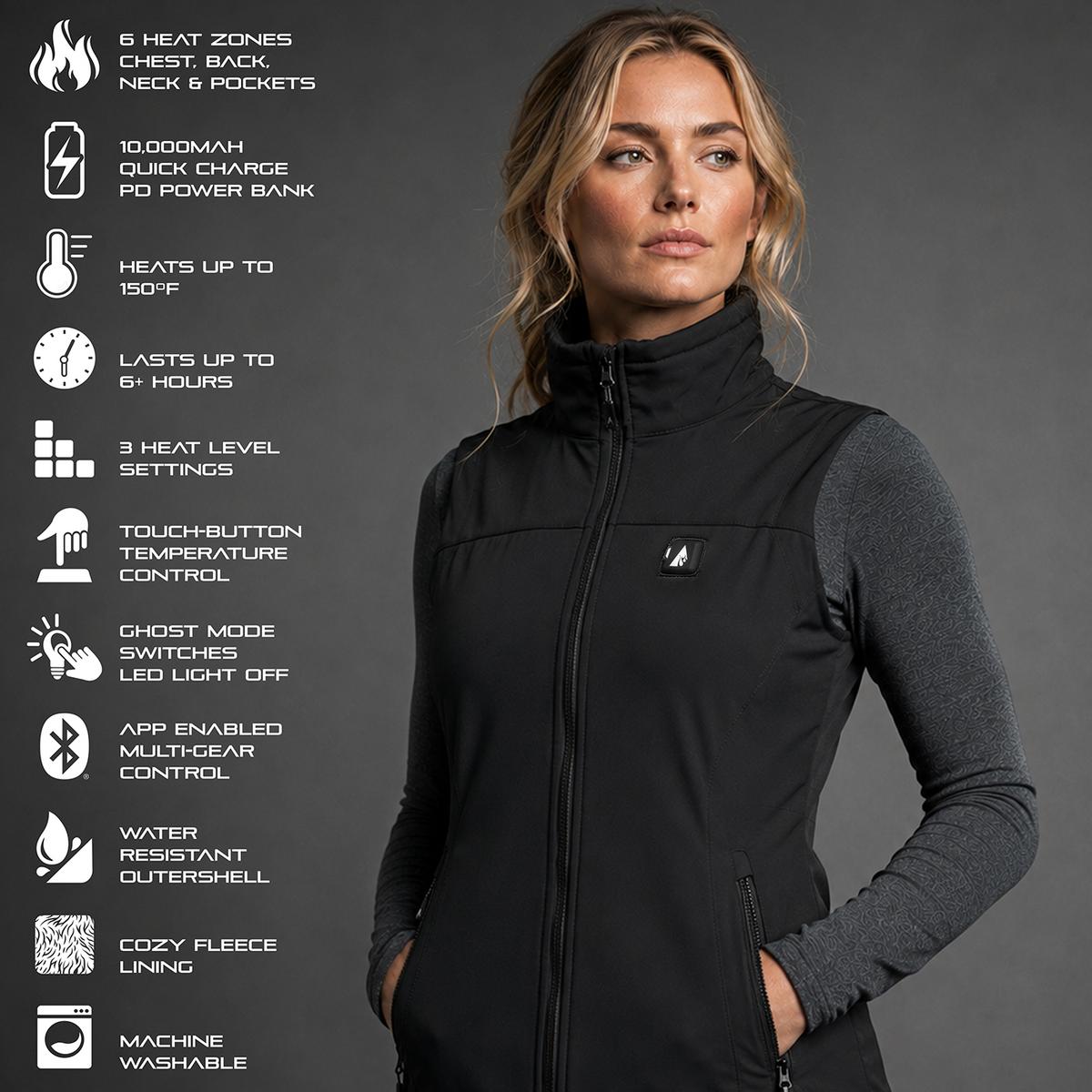 ActionHeat Pro Series+ Bluetooth Women's Softshell Heated Vest ActionHeat Pro Series+ Bluetooth Women's Softshell Heated Vest