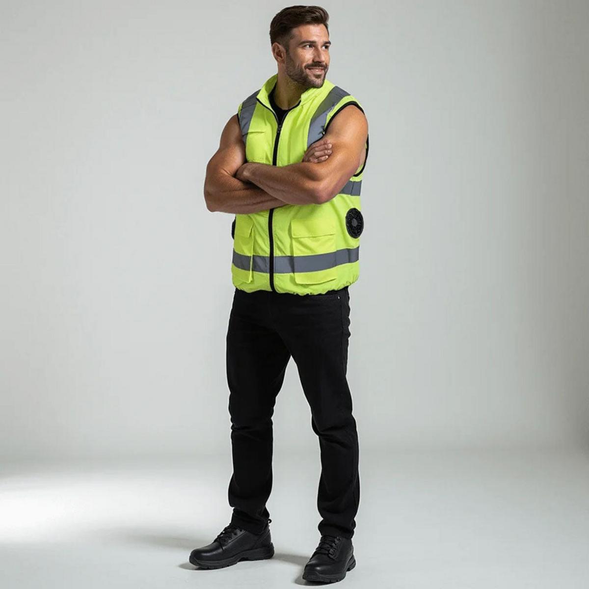 Polar Quest Hi-Vis Yellow Fan Cooling Vest Polar Quest Hi-Vis Yellow Fan Cooling Vest