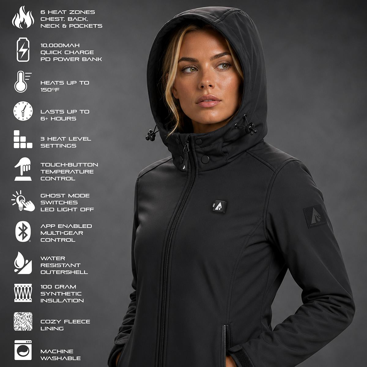 ActionHeat Pro Series+ Bluetooth Women's Softshell Heated Jacket ActionHeat Pro Series+ Bluetooth Women's Softshell Heated Jacket