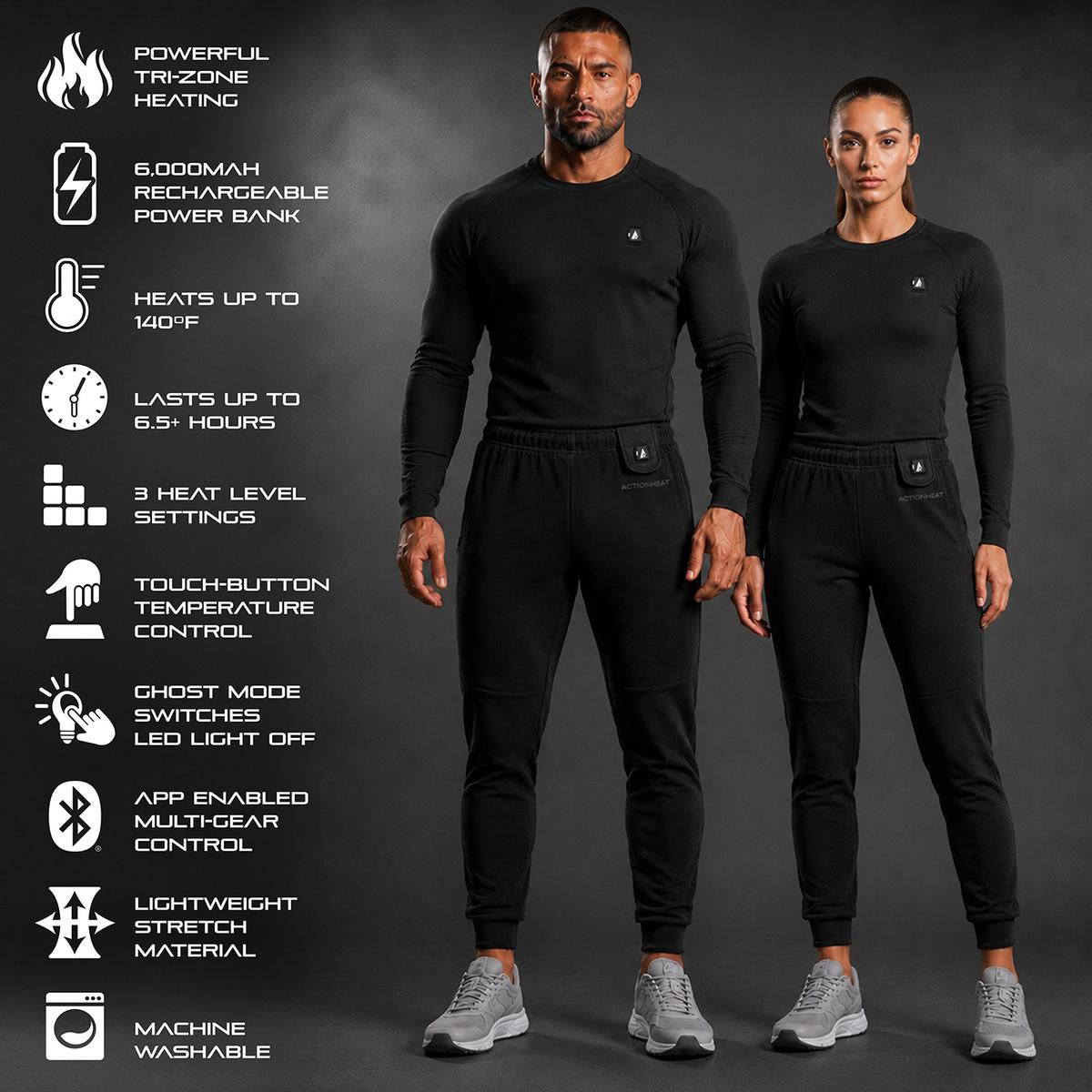 ActionHeat Pro Series+ Bluetooth Unisex Heated Base Layer Pants ActionHeat Pro Series+ Bluetooth Unisex Heated Base Layer Pants