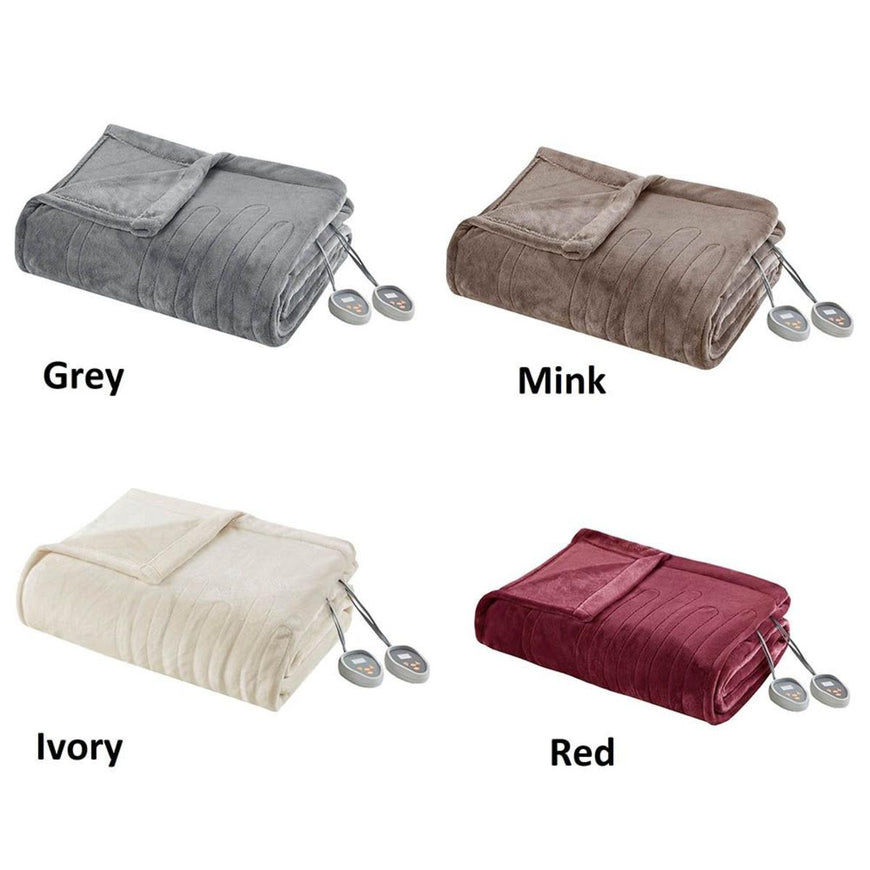Beautyrest 100% Polyester Solid Microlight to Solid Microlight Heated Blanket - 