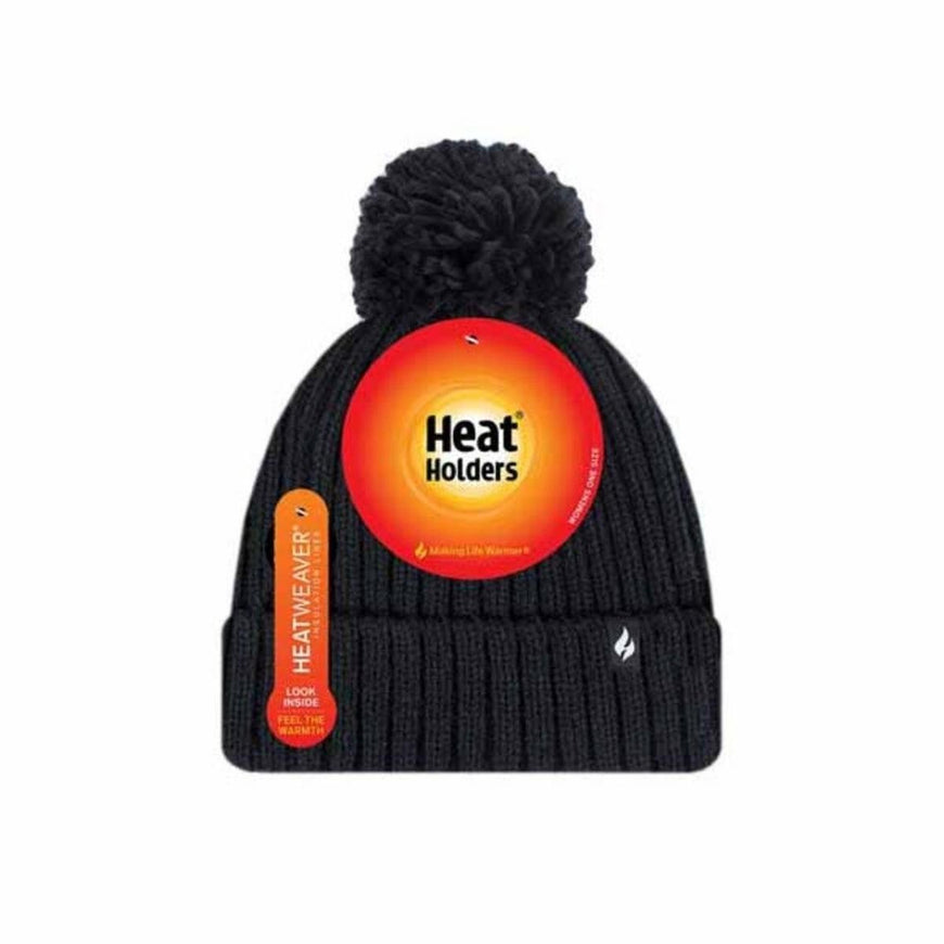 Heat Holders Women's Arden Ribbed Knit Roll Up Hat with Pom Pom (Grey)