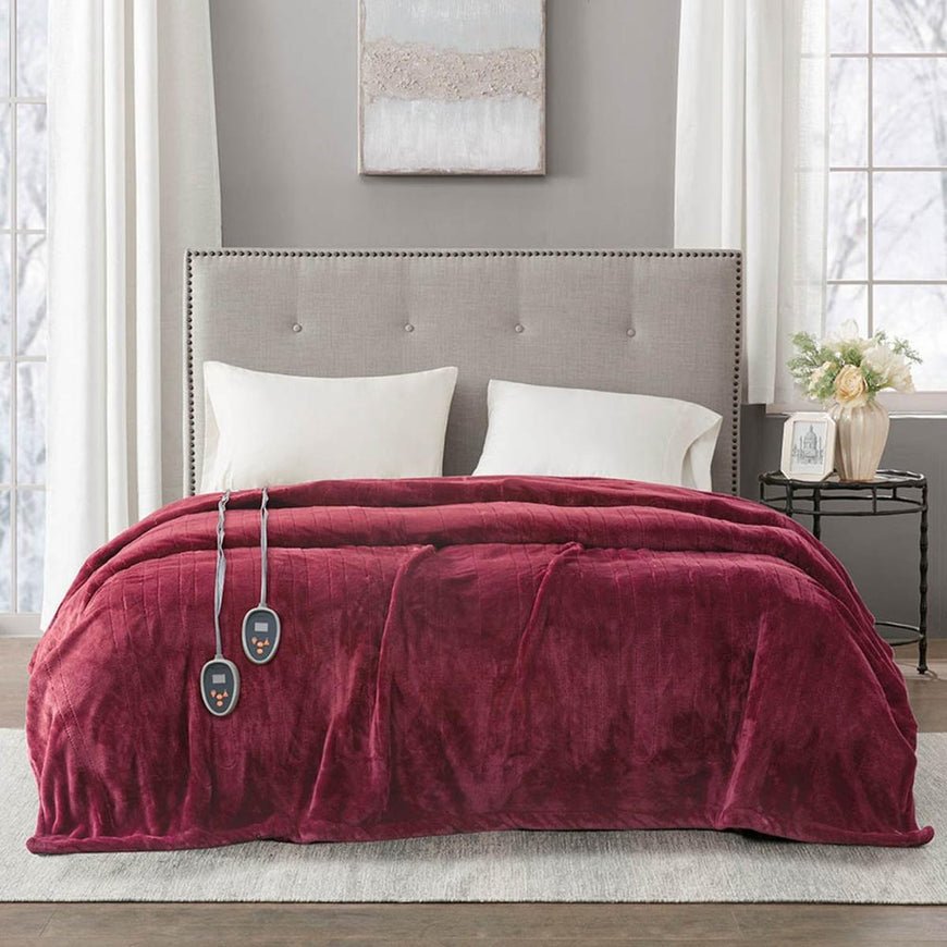 Beautyrest 100% Polyester Solid Microlight to Solid Microlight Heated Blanket - 