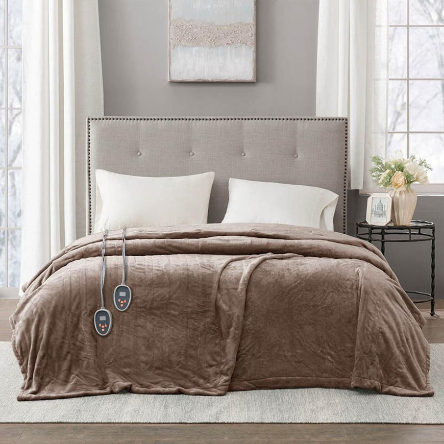 Beautyrest 100% Polyester Solid Microlight to Solid Microlight Heated Blanket - 