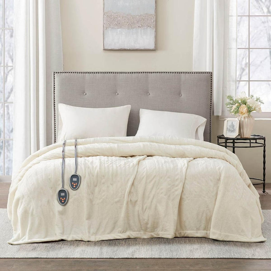 Beautyrest 100% Polyester Solid Microlight to Solid Microlight Heated Blanket - 