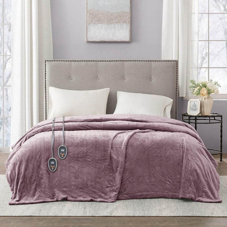 Beautyrest 100% Polyester Knitted Solid Microlight to Solid Microlight Heated Bl
