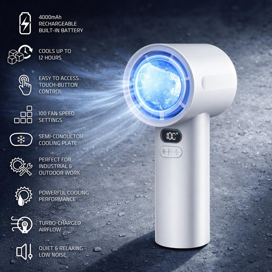 AlphaCool Handheld Fan with Cooling Plate - White