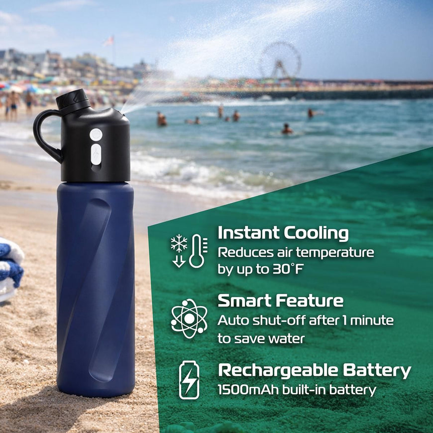 AlphaCool Misting Insulated Water Bottle - Blue