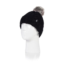 Heat Holders Women's Roll Up Pom Pom Hats One Size