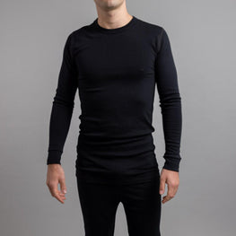 Merino Skins Unisex Long Sleeve Crew Neck - Black