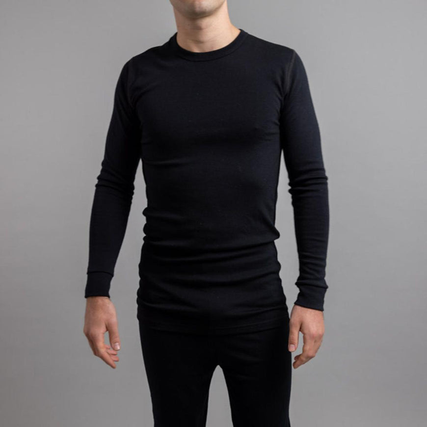 Merino Skins Unisex Long Sleeve Crew Neck - Black